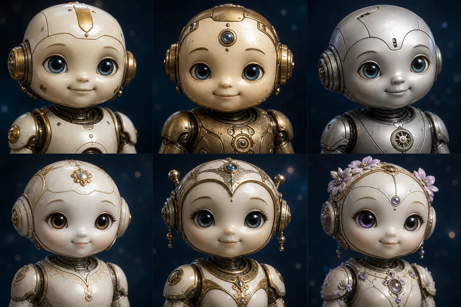 The six little robot companions of Planet Koerygise