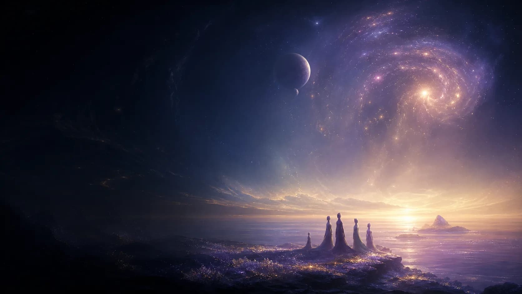 People of Koerygise gathered in the Meeting Plaza beneath a second dawn